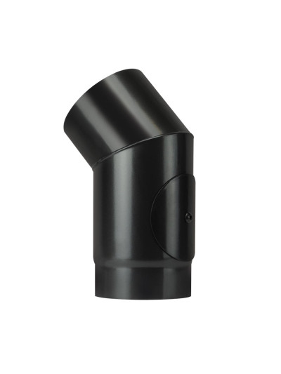 Curva 45° con ispezione stufa a legna Save Plus 1,2mm DN 150 mm smaltato Nero