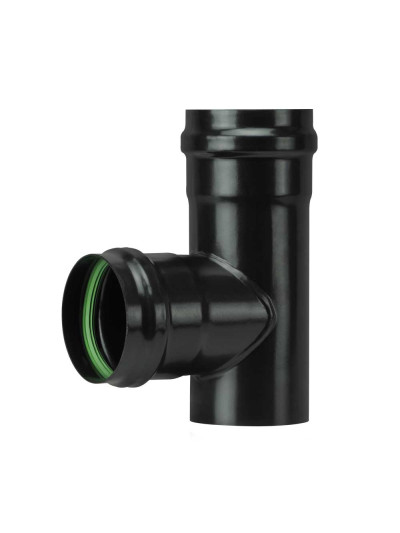 Tubo a T F/F stufa a pellet Save Pellet DN 80 mm smaltato Nero con guarnizione