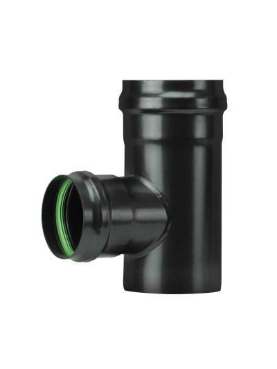 Tubo a T ridotto a 80 F/F stufa a pellet Save Pellet DN 100 mm smaltato Nero con guarnizione