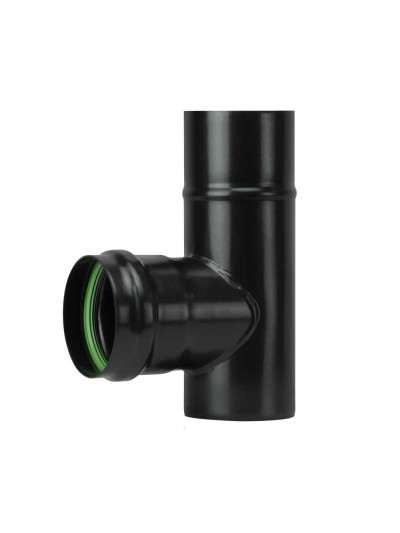 Tubo a T M/F stufa a pellet Save Pellet DN 100 mm smaltato Nero con guarnizione