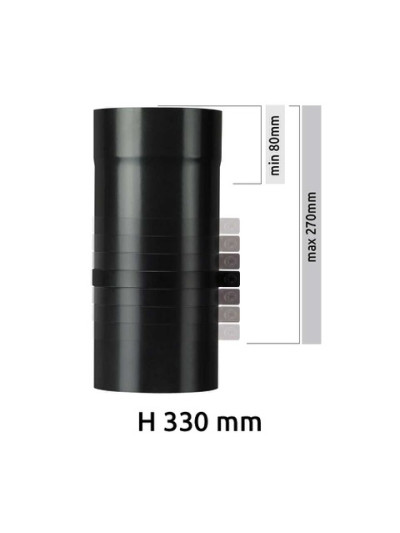 Tubo telescopico stufa a legna Save Plus 1,2mm DN 150 x 330 mm smaltato Nero